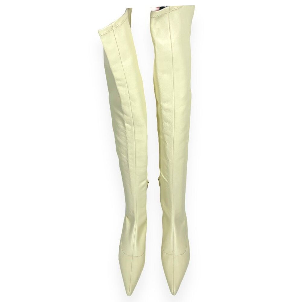 Khaite Volos Leather Over-the-knee Kitten Heel Boots Butter Cream Fall Size 6.5 - Picture 9 of 15